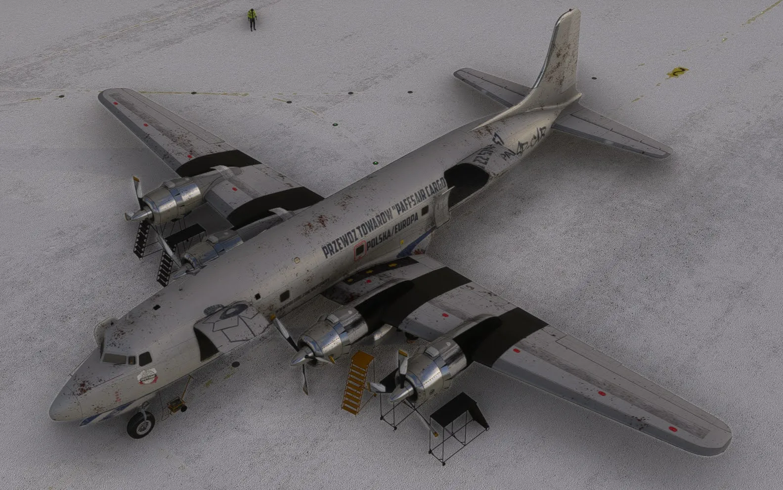 Paffsair Cargo Douglas DC-6 Rusty Weathered Livery Top Angle