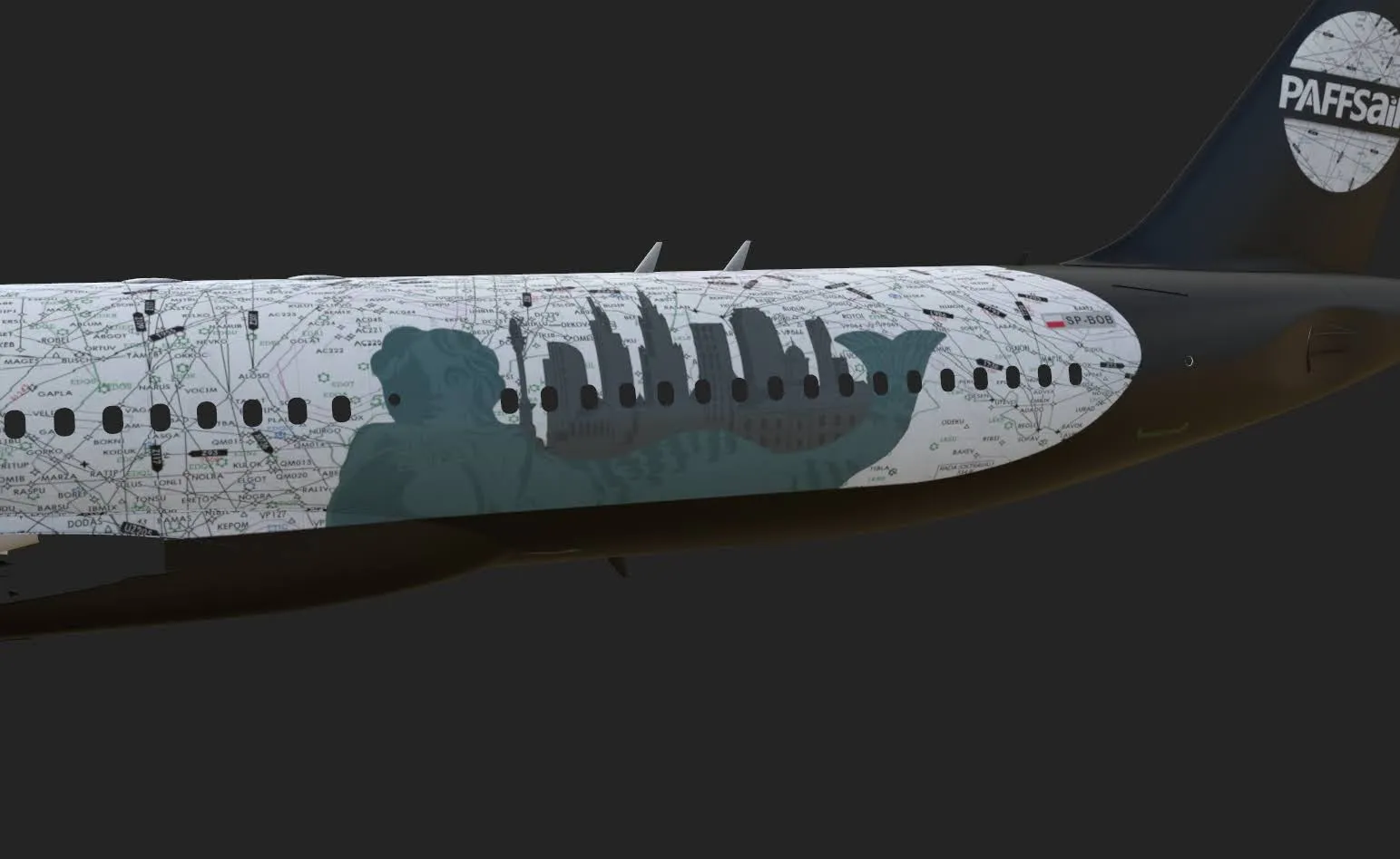 Paffsair Boeing 737-800 Warsaw Special Edition with Mermaid Silhouette